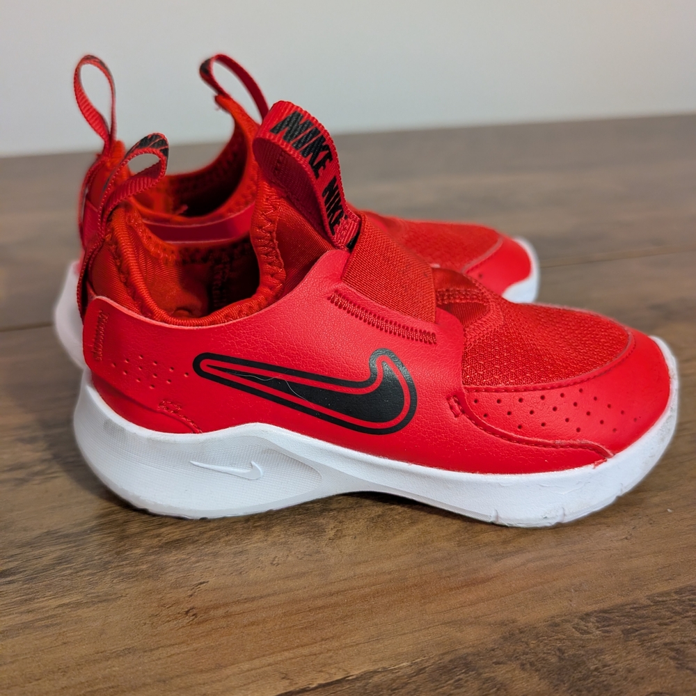 Nike Kids Red Slip-On Sneakers with Black Swoosh